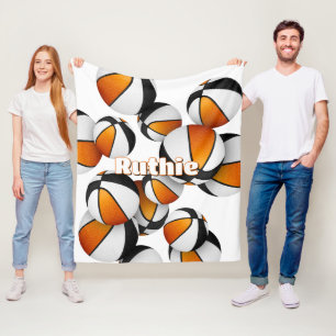 orange black basketball team colours sports decor fleece blanket