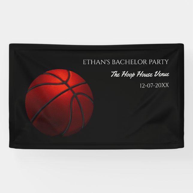Orange black basketball weekend party - champion banner (Horizontal)