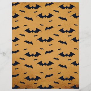 Orange & Black Bats Halloween Scrapbook Paper