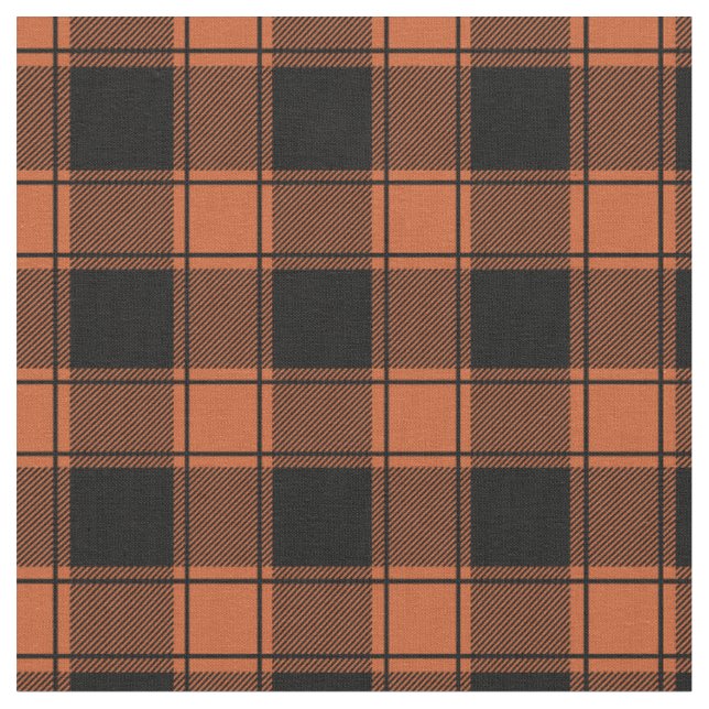 Orange & Black Buffalo Plaid Fabric (Close Up)