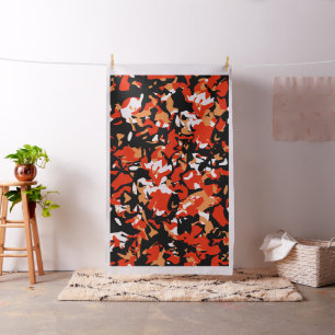 Orange Black Camo Fabric