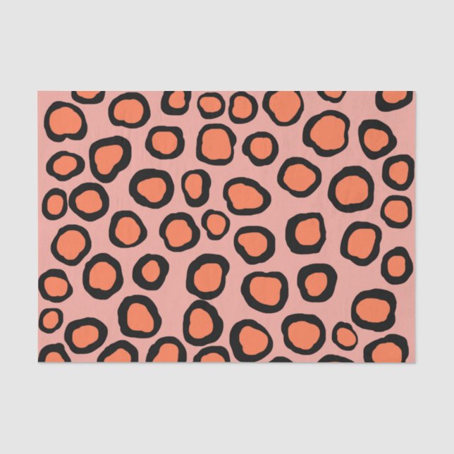 Orange Black Cheetah Animal Print Tissue Paper (Front)