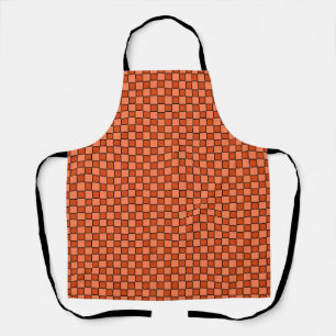 Orange Black Chequerboard Gingham Pattern Apron