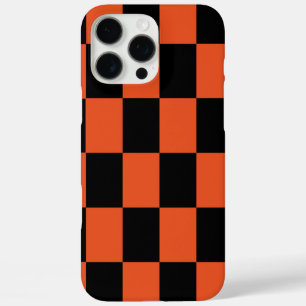 Orange black Chequered Check Pattern iPhone 16 Pro Max Case