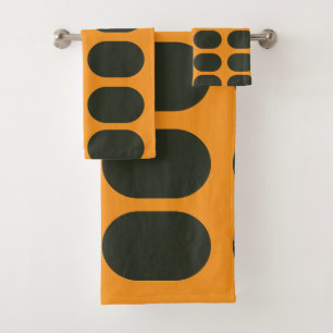 Orange Black Circles Bath Towel Set