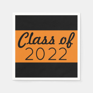 Orange & Black Class Year Graduation Napkin