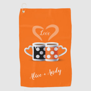 Orange + Black Coffee Colour Trendy Design POP ART Golf Towel