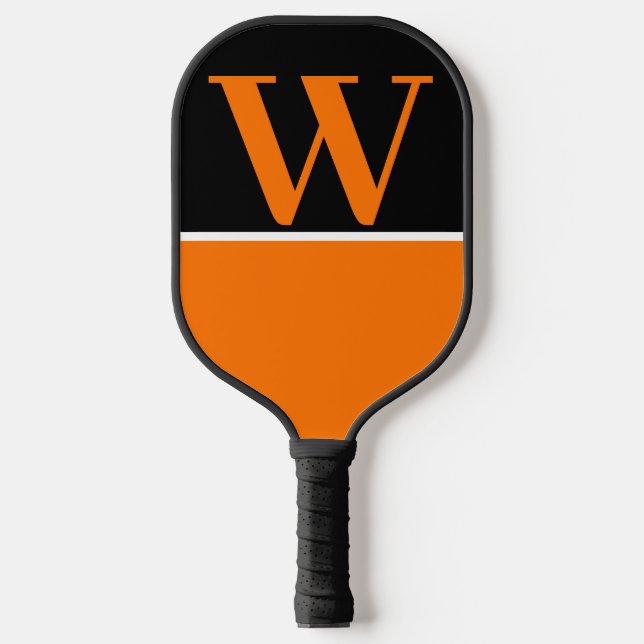 Orange & Black College Colours Monogram Pickleball Paddle (Front)