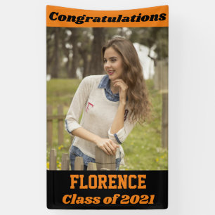 Orange Black Congratulations Graduation Banner