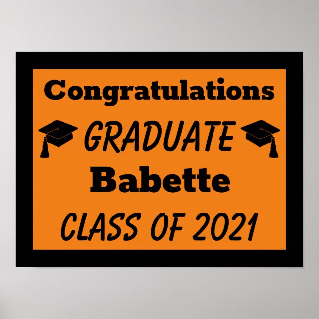 Orange Black Congratulations Graduation Poster (Front)