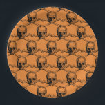 Orange Black Cool Pattern Skull Halloween party Paper Plate<br><div class="desc">Cool Black and orange Halloween party paper plates.
Fun party supplies,  decorations and disposable accessories for costume party,  halloween,  scary,  fright,  frightening,  trick or treat,  night gathering,  bbq,  dinner,  birthday,  wedding.

Available in small and large. Change the quantity to get the cheapest bulk price.</div>