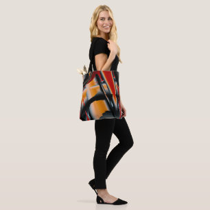 Orange black cropped digital paint magnification tote bag