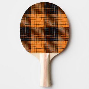 Orange Black Crosshatch Buffalo Check Ping Pong Paddle