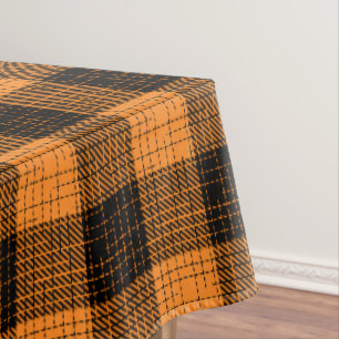  Orange Black Crosshatch Buffalo Check Tablecloth