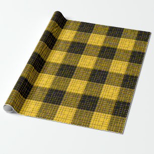  Orange Black Crosshatch Buffalo Check Wrapping Paper