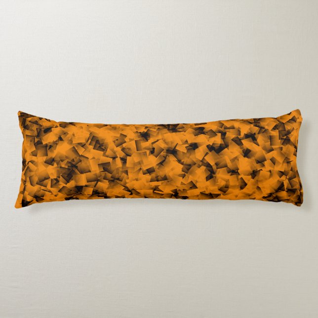 Orange Black Cubism Abstract Pattern Body Cushion (Front)