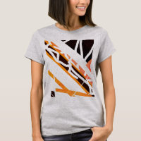 Orange Black Diagonal Shapes Abstract MCM Look