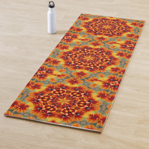 Orange Black Eyed Susan Daisy Abstract Yoga Mat