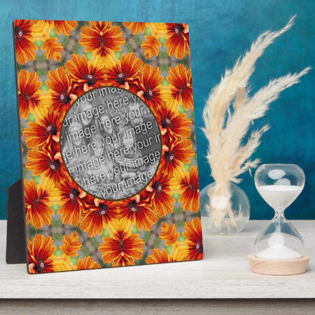 Orange Black Eyed Susan Daisy Add Your Photo     Plaque (Side)