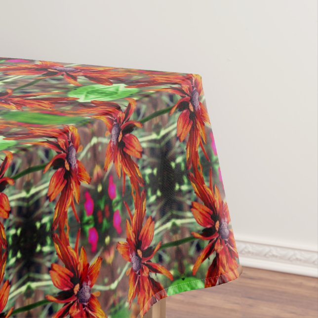 Orange Black Eyed Susan Flower Abstract  Tablecloth (In Situ)