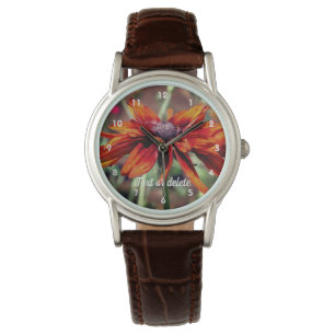 Orange Black Eyed Susan Flower Personalised  Watch