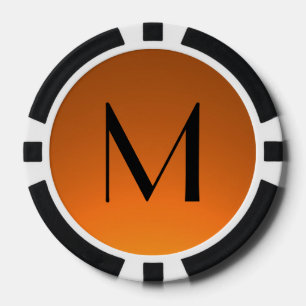Orange black fade custom monogram poker chips