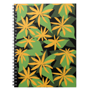 Orange black floral notebook