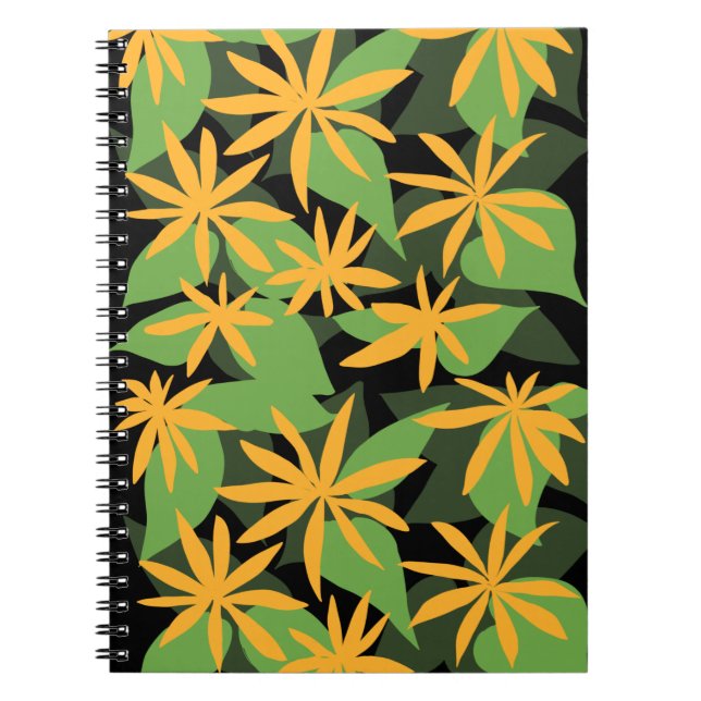 Orange black floral notebook (Front)
