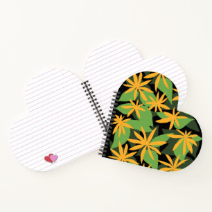 Orange black floral notebook