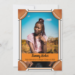 Orange & Black Football Graduation Announcement
