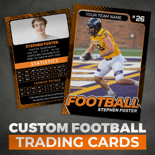 Orange & Black Football Trading Card Custom Player