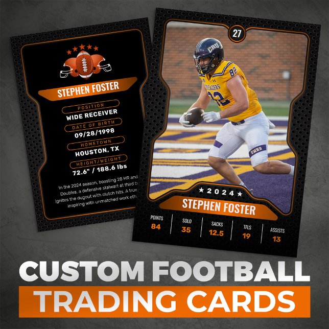 Orange & Black Football Trading Card Player Photo (Creator Uploaded)