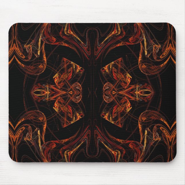 Orange & Black Fractal Mousepad (Front)