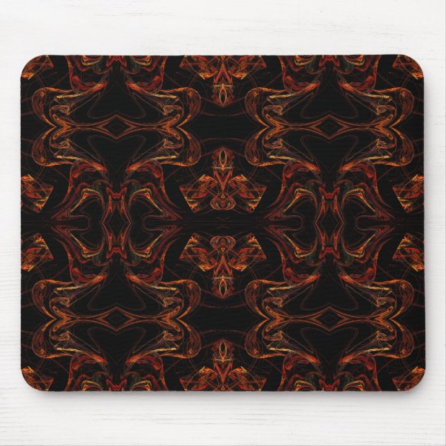 Orange & Black Fractal Mousepad (Front)