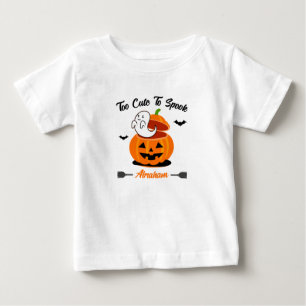 Orange Black Funny Halloween Pumpkin Ghost Baby  T-Shirt