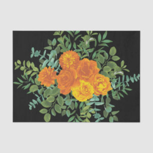Orange & Black Gothic Peony & Rose Floral Wedding Tissue Paper