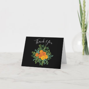 Orange & Black Gothic Peony & Rose Thank You Card