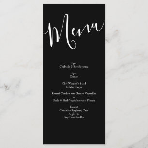 Orange & Black Gothic Peony & Rose Wedding Menu