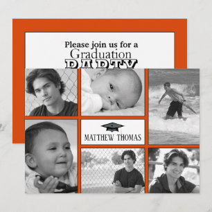 Orange & Black Grad Invitation, Matte 5" x 7" Card