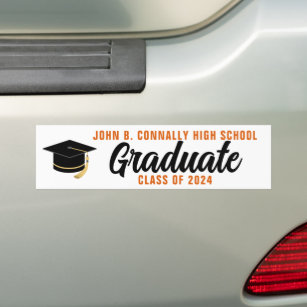 Orange Black Graduate Personalised 2024 School Bumper Sticker