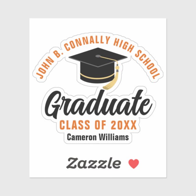 Orange Black Graduate Personalised 2025 Graduation (Sheet)