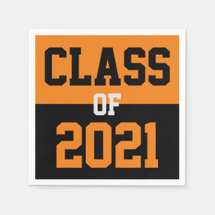 Orange & Black Graduation Class of 2021 Napkin