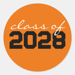 Orange & Black Graduation Classic Round Stickers