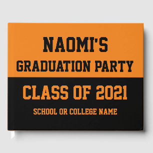 Orange & Black Graduation Party Class of 2021 Guest Book