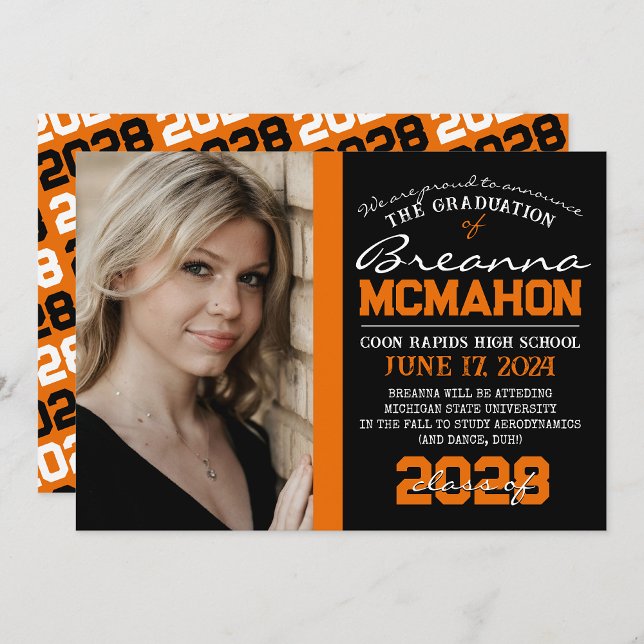 Orange & Black Graduation Photo Announcement (Creator Uploaded)