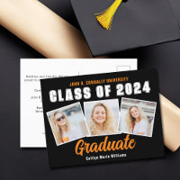 Orange Black Graduation Photo Collage Graduate
