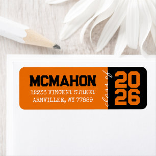 Orange & Black Graduation Return Address Labels