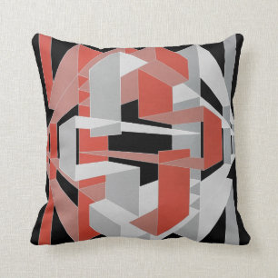 Orange, Black, Gray Throw Pillow