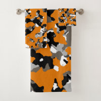 Orange Black Grey Tan Camouflage Camo Print