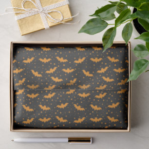 Orange black Halloween bat pattern Tissue Paper